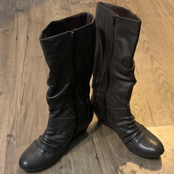 Aldo Leather Almond-toe Wedge-heel Boots - Picture 3 of 12